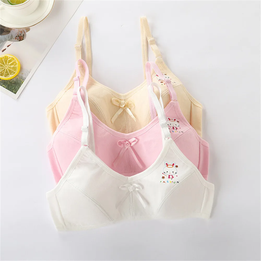 （(9-16Y)）Soft Baby Bra Kids Training Bra Girls Sport Bra Double-layer Teenage Underwear thumbnail 3