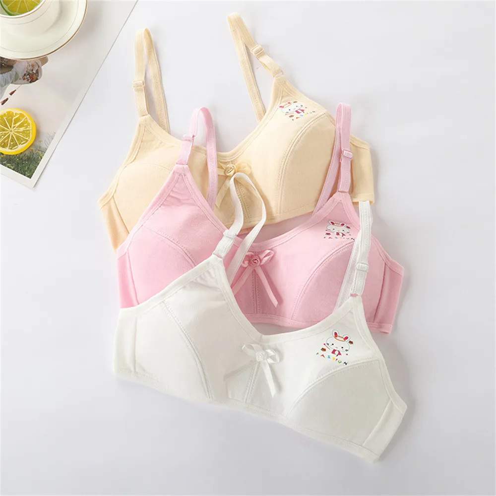 （(9-16Y)）Soft Baby Bra Kids Training Bra Girls Sport Bra Double-layer Teenage Underwear thumbnail 2