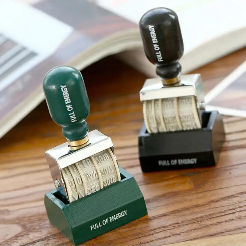 Vintage date Postmark stamp DIY Roller knob stamp Hand ledger special DIY tool student Stationery Supplies thumbnail 2