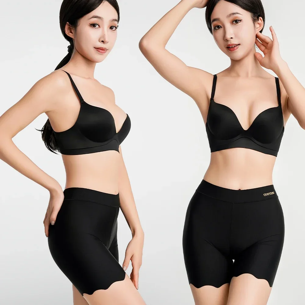 2pcs Seamless Safety Shorts Womens Ice Silk Summer Anti Rub Underwear Boxers Under Skirt Panty Big Size Short Leggings 40-100kg thumbnail 4