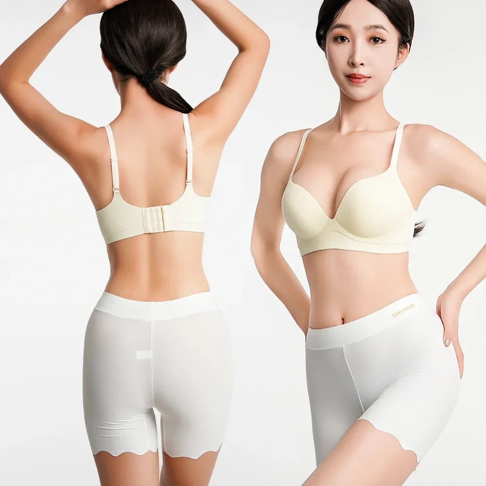 2pcs Seamless Safety Shorts Womens Ice Silk Summer Anti Rub Underwear Boxers Under Skirt Panty Big Size Short Leggings 40-100kg thumbnail 3
