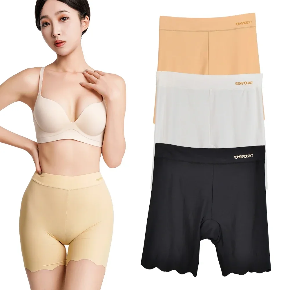 2pcs Seamless Safety Shorts Womens Ice Silk Summer Anti Rub Underwear Boxers Under Skirt Panty Big Size Short Leggings 40-100kg thumbnail 6