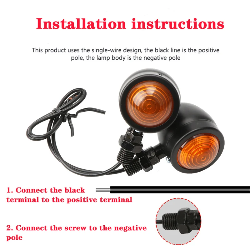 2/4PCS Universal Metal Retro Motorcycle Turn Signal Light Black Chrome Bullet Running Lights Amber Blinkers 12V Indicator Lamp thumbnail 3