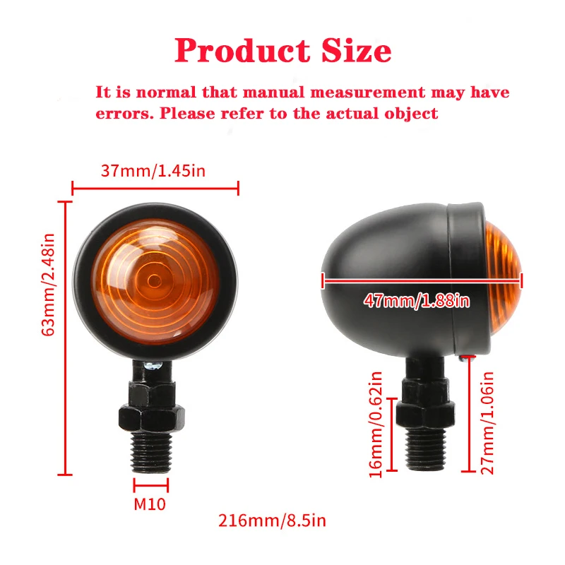 2/4PCS Universal Metal Retro Motorcycle Turn Signal Light Black Chrome Bullet Running Lights Amber Blinkers 12V Indicator Lamp thumbnail 2