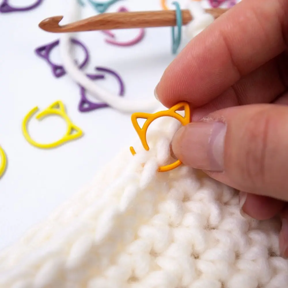 24Pcs Colorful Cat Ears Metal Knitting Crochet Locking Stitch Markers DIY Weaving Knitting Sewing Tools Sewing Supplies thumbnail 3