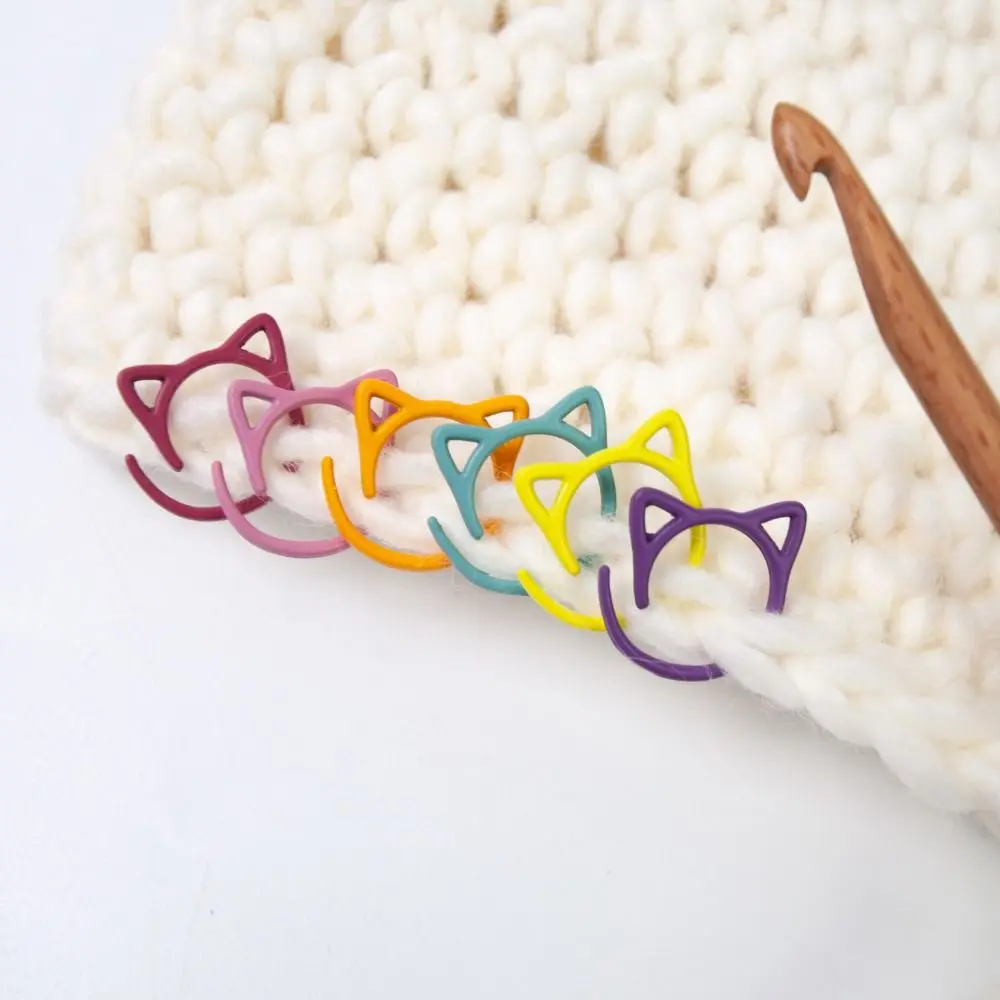 24Pcs Colorful Cat Ears Metal Knitting Crochet Locking Stitch Markers DIY Weaving Knitting Sewing Tools Sewing Supplies thumbnail 2