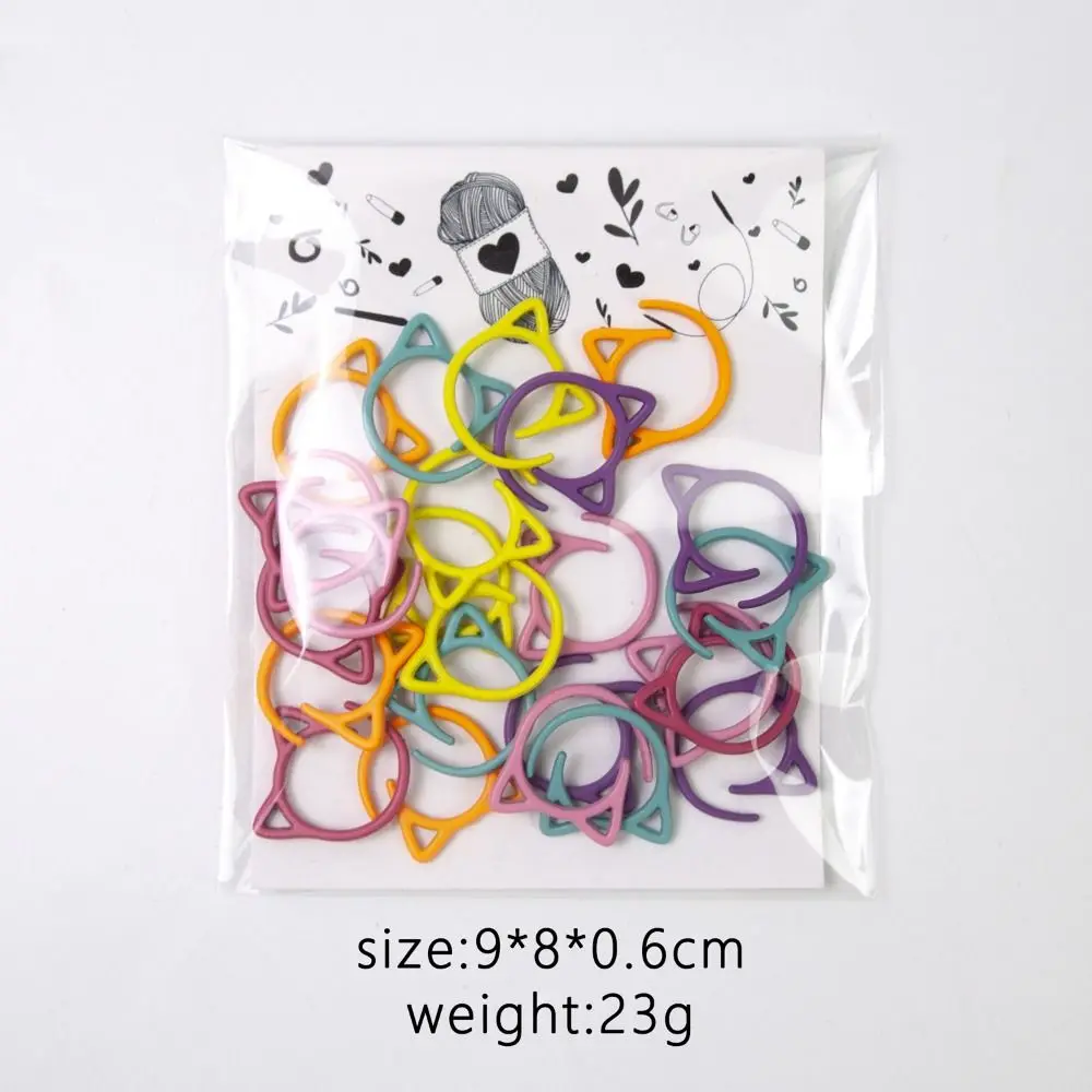 24Pcs Colorful Cat Ears Metal Knitting Crochet Locking Stitch Markers DIY Weaving Knitting Sewing Tools Sewing Supplies thumbnail 5