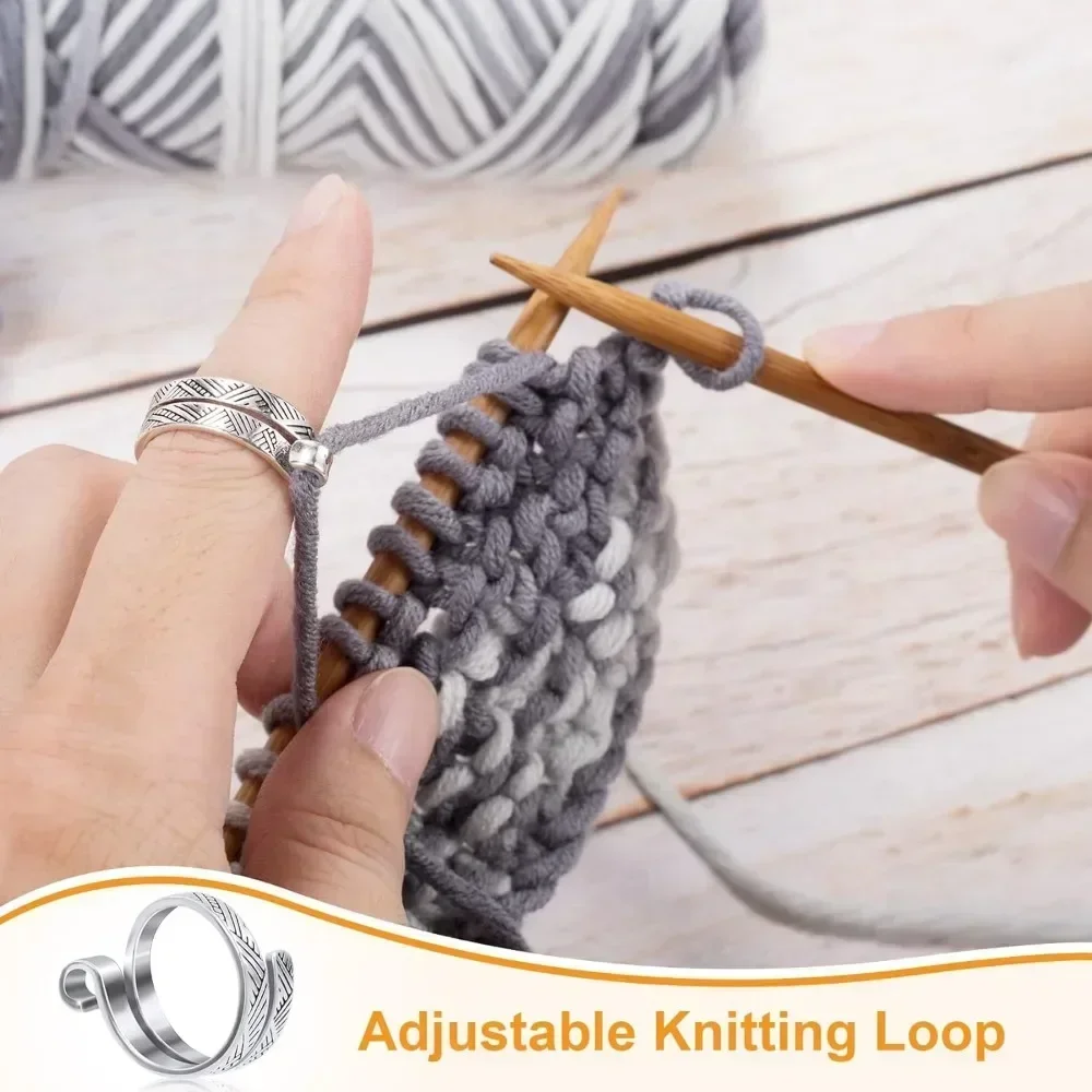 Adjustable Crochet Tension Cute Cat Ring, Beginner Knitting Crochet Hook Ring, Yarn Guide Finger Holders Thimbles Winder Tools thumbnail 4