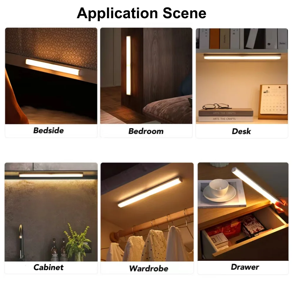 USB Type C Rechargeable Motion Sensor LED Bar Light Induction Night Light Portable for Kitchen Bedside Wardrobe Closet Aisle thumbnail 6