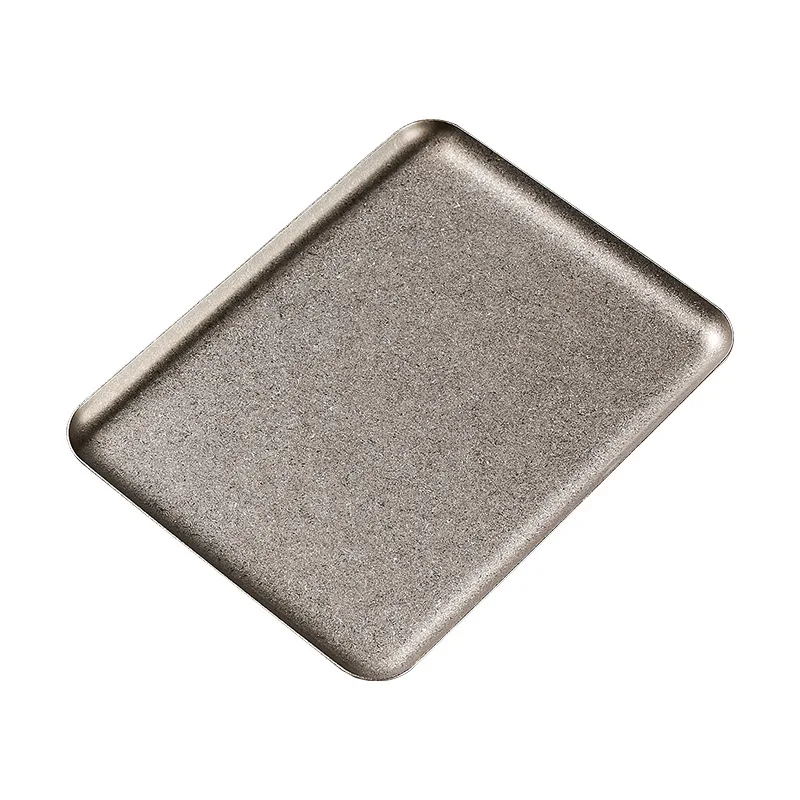Steak Plate with Snowflake Design, 304 Retro Stainless Steel, Silver, Old Square Plate, Creative Restaurant Dessert Plate thumbnail 4