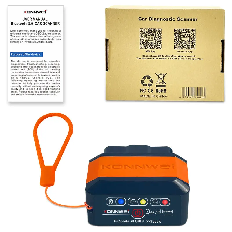 KONNWEI KW905 OBD2 ELM327 V1.5 Bluetooth 5.0 Scanners For Android/IOS ELM 327 OBD 2 Car Diagnostic Toosl Code Readers thumbnail 2