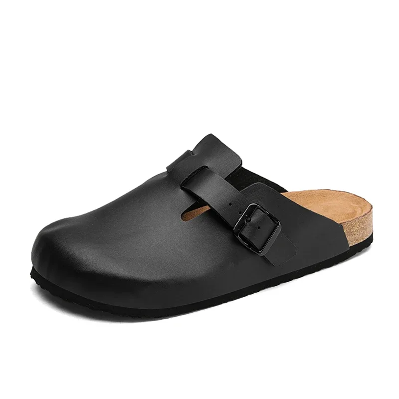 Men Women Wide Toe Slippers Cork Sandals Clogs Comfort Footbed Fashion PU Leather Mules Slip on Indoor Outdoor thumbnail 2