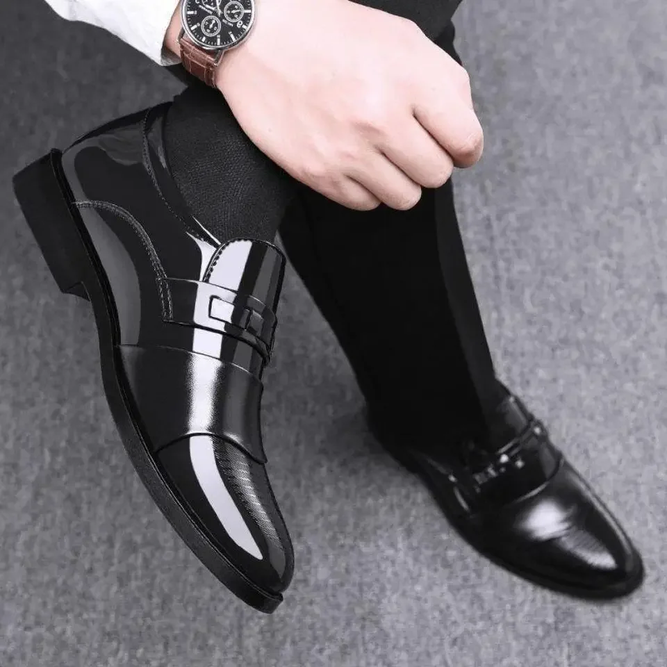 New men's formal leather Shoes Casual business non slip footwear Fashion minimalist work shoes Comfortable male flat Zapatillas thumbnail 3