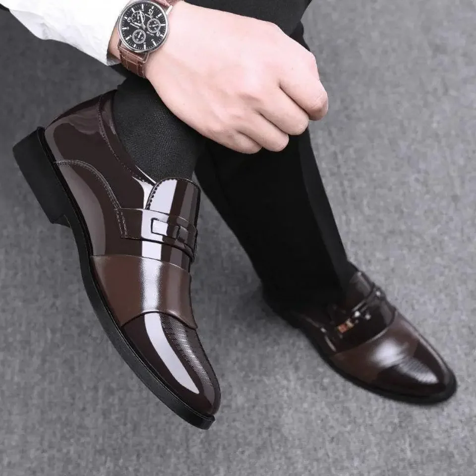 New men's formal leather Shoes Casual business non slip footwear Fashion minimalist work shoes Comfortable male flat Zapatillas thumbnail 4