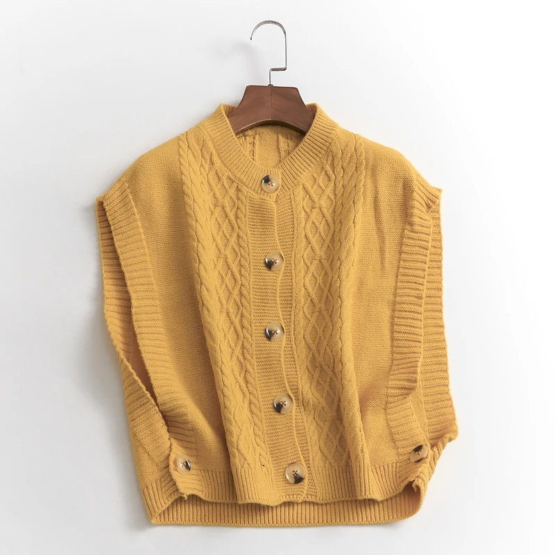 Cable Knit Sweater Vest Cardigan for Women Cozy Button Up Sleeveless Crop Knit Top for Women Teen-girl Fall Winter Casual Outfit thumbnail 6