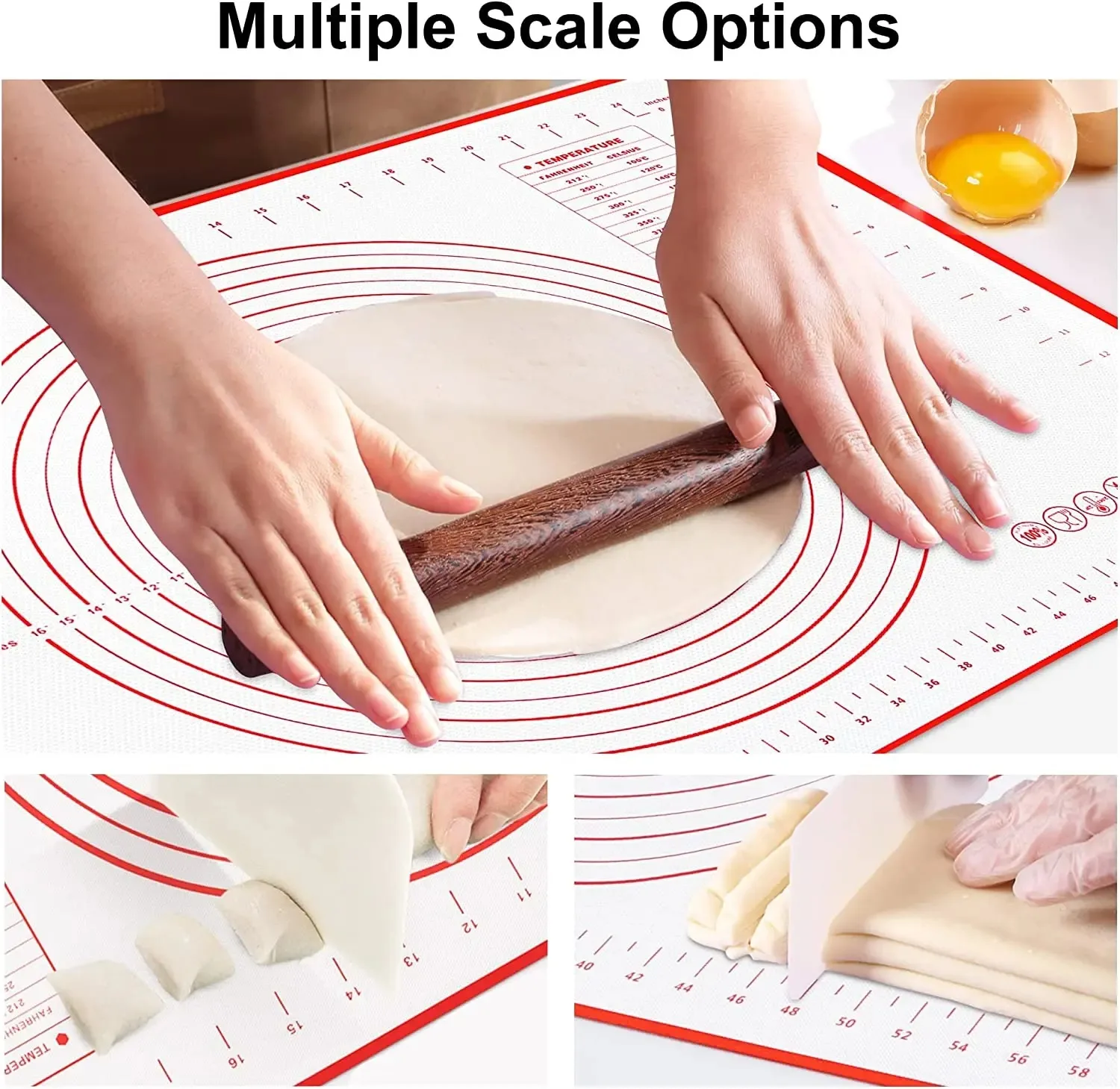 Silicone Baking Mat Kneading Pad Dough Mat Pizza Cake Dough Maker Kitchen Cooking Grill Non-Stick Gadgets Bakeware Pastry Mat thumbnail 2
