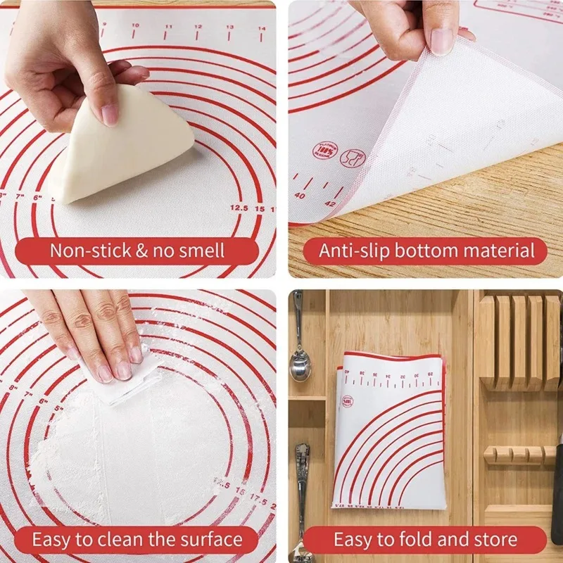 Silicone Baking Mat Kneading Pad Dough Mat Pizza Cake Dough Maker Kitchen Cooking Grill Non-Stick Gadgets Bakeware Pastry Mat thumbnail 5