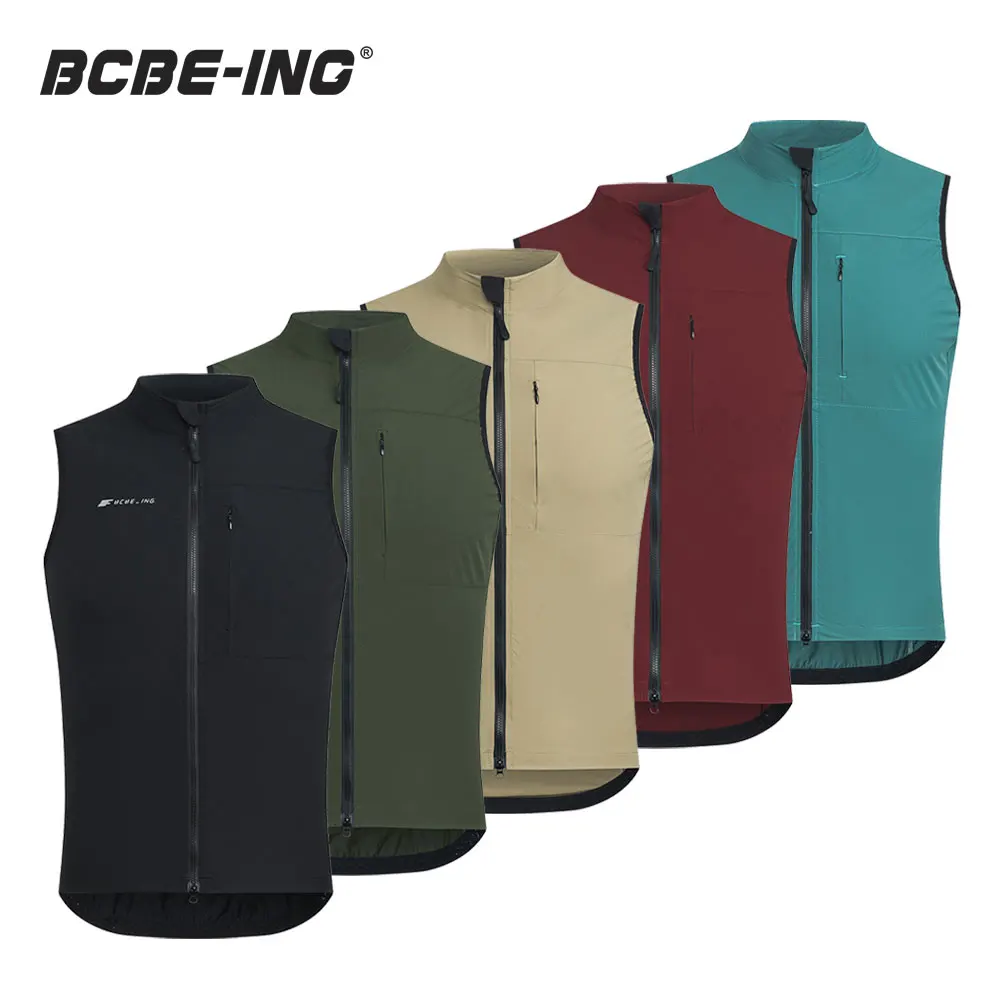 BCBE-ING Men Cycling Vest Sleeveless Windproof Cycling Gilet Lightweight Breathable Bike Vest YKK Zip Chaleco Ciclismo Hombre