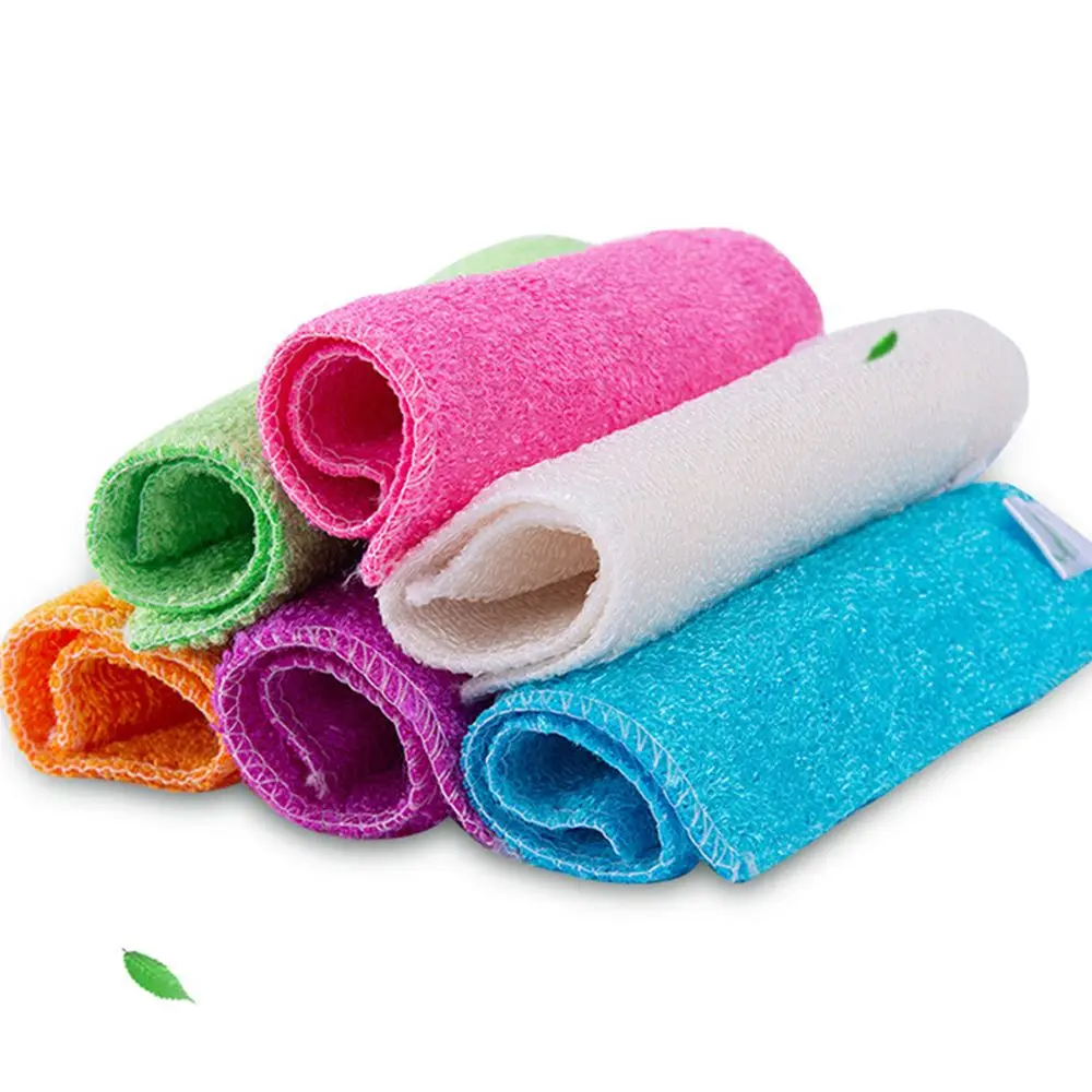 1/5PCS Washing Towel Cleaning Rags Anti-grease Dish Cloth Bamboo Fiber Washing Towel Kitchen Dinning Household Scouring Pad thumbnail 5