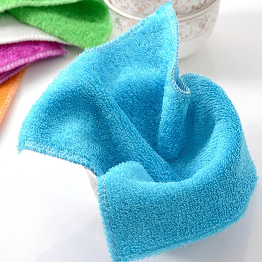 1/5PCS Washing Towel Cleaning Rags Anti-grease Dish Cloth Bamboo Fiber Washing Towel Kitchen Dinning Household Scouring Pad thumbnail 3