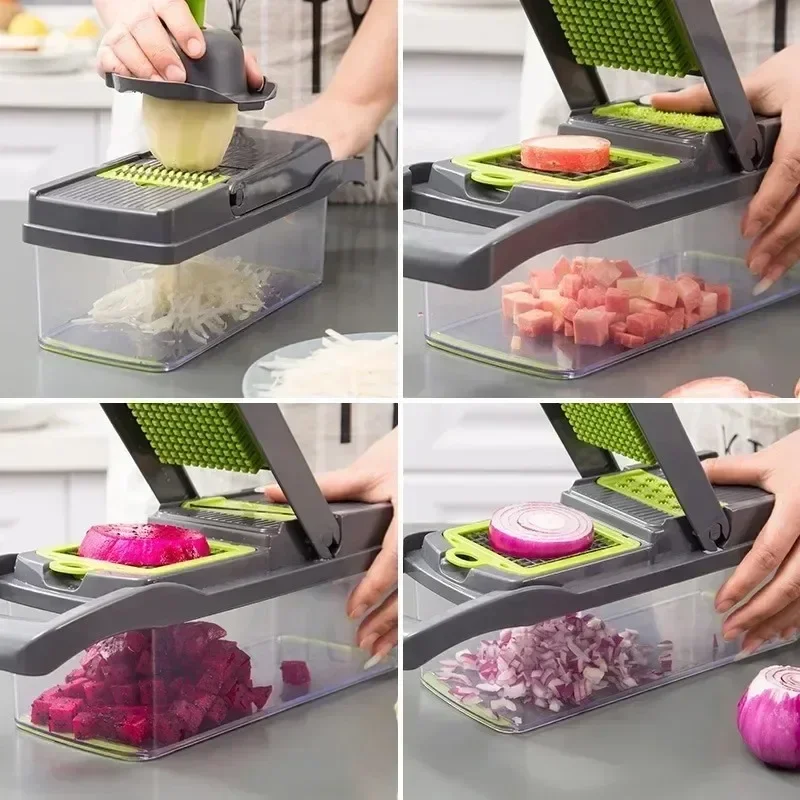 14/16 in 1 Multifunctional Vegetable Chopper, Onion Chopper, Handle Food Grate Food Chopper, Kitchen Vegetable Slicer Dicer Cut thumbnail 4
