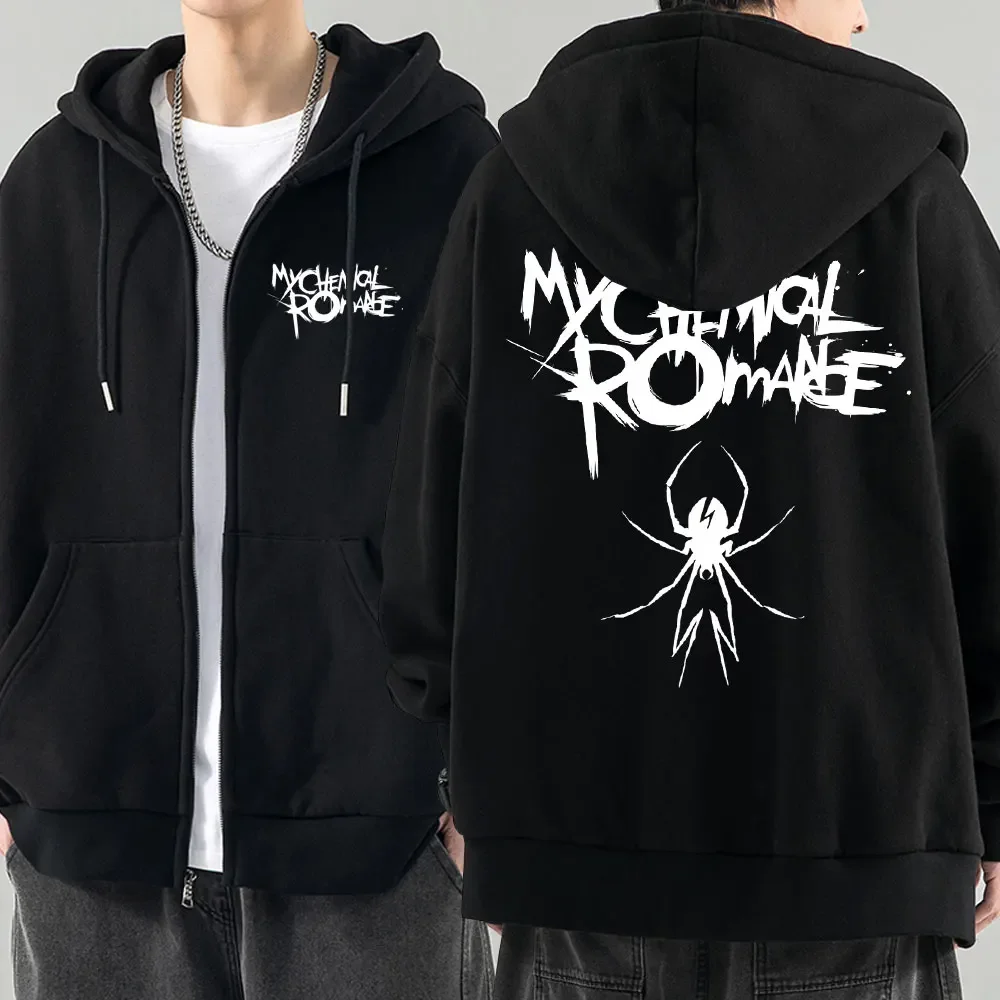 Men Fashion Hoodies Jacket Coats My Chemical Romance Mcr Dead Zipper Hoodie Top Loose Black Parade Punk Emo Zip Up Sweatshirt thumbnail 2