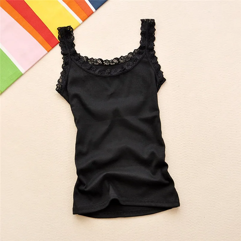 Black Tops Summer Sleeveless Women Tank Top With Lace Top Red Inside Wear Lace Camisoles Loose Underwear Womens Clothing Vest thumbnail 5