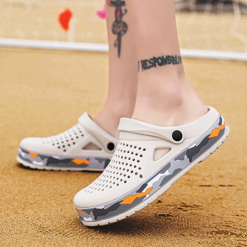 Men's summer casual hole shoes non slip lightweight breathable Two wearing men's sandals fashion comfort beach shoes slippers thumbnail 4