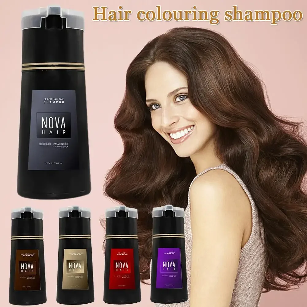 Nova Hair Dyeing 3-in-1 Hair Care Shampoo Natural Fast White Hair Dyed Black Hair Dye Lasting Convenience Men Women Hair Care thumbnail 2