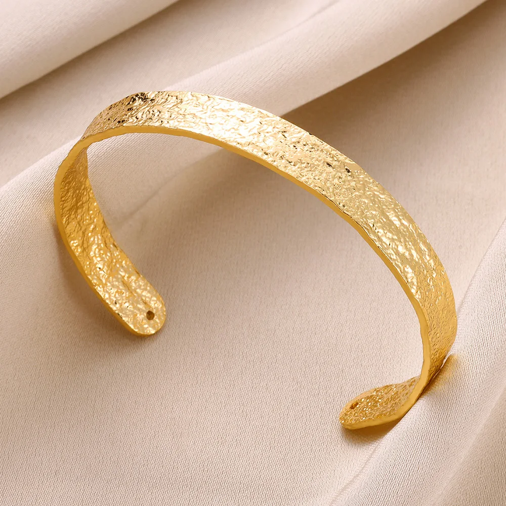 Stainless Steel Wide Bangles for Women Luxury Gold Color Chunky Flower Cuff Bangle Bracelet femme Vintage Wedding Jewelry Gifts thumbnail 3