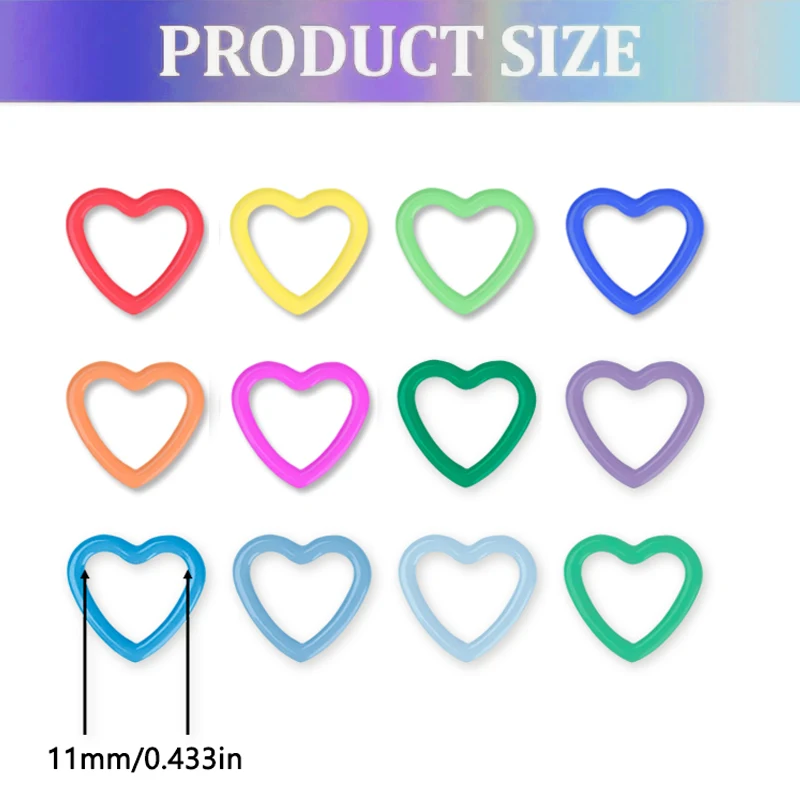 24/36/60/100PCS 16-Color Heart Stitch Markers, DIY Craft Tools, Knitting Supplies, Heart Stoppers, Crochet Hook Accessories thumbnail 3