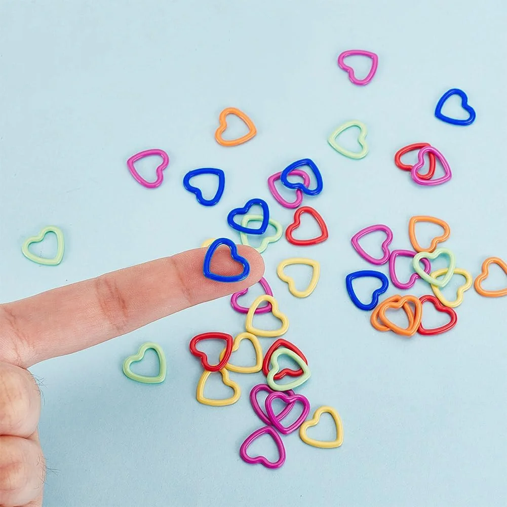24/36/60/100PCS 16-Color Heart Stitch Markers, DIY Craft Tools, Knitting Supplies, Heart Stoppers, Crochet Hook Accessories thumbnail 4