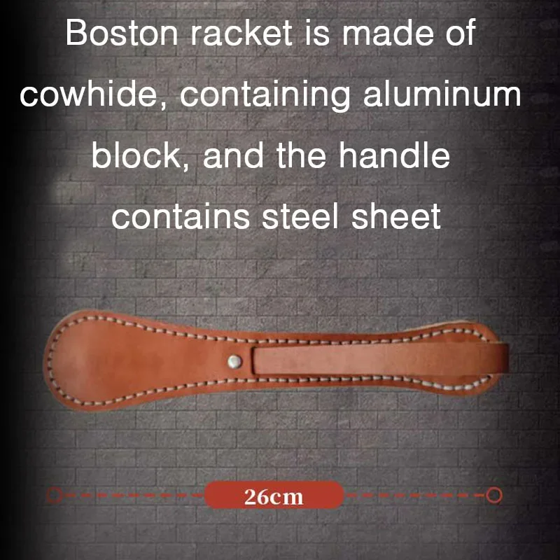 Classic Boston Leather Racket Multi-function Self-defense Cowhide Contains Lead Block Portable Tactical Tool thumbnail 2