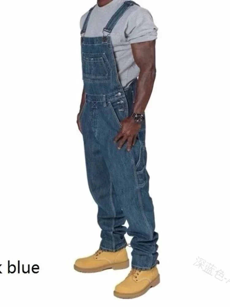 Mens Jeans 2026 Overalls Men Pockets Casual Loose Long Denim Pants Slim Splice Straight Rompers Autumn Plus Size Long Jeans Men thumbnail 5