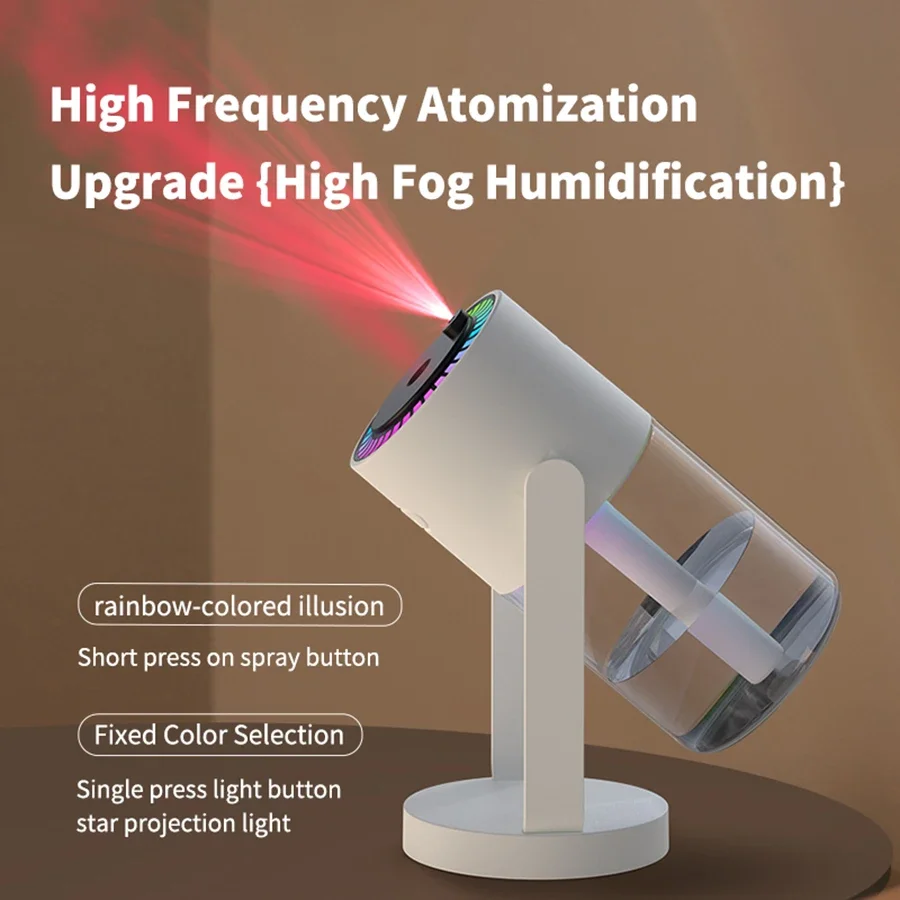 280ml Air Humidifier Desktop Humidifier with Projector & Light Adjustable Angle Cool Mist Humidifier Auto Off for Home Office thumbnail 5