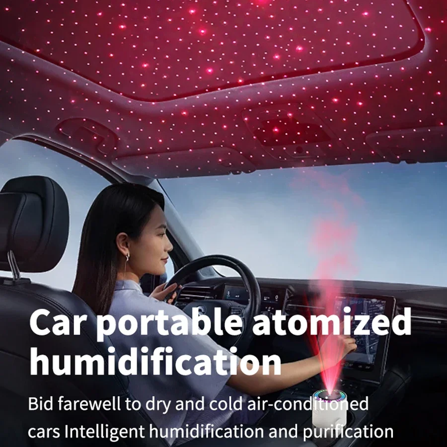 280ml Air Humidifier Desktop Humidifier with Projector & Light Adjustable Angle Cool Mist Humidifier Auto Off for Home Office thumbnail 2