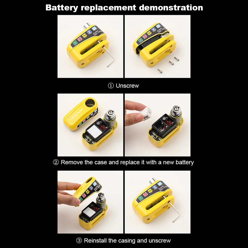 Motorcycle Alarm Lock Wheel Disc Brake Lock with Key Motorbike Scooter Waterproof Anti-theft Aluminum Alloy Security Brakelock thumbnail 5