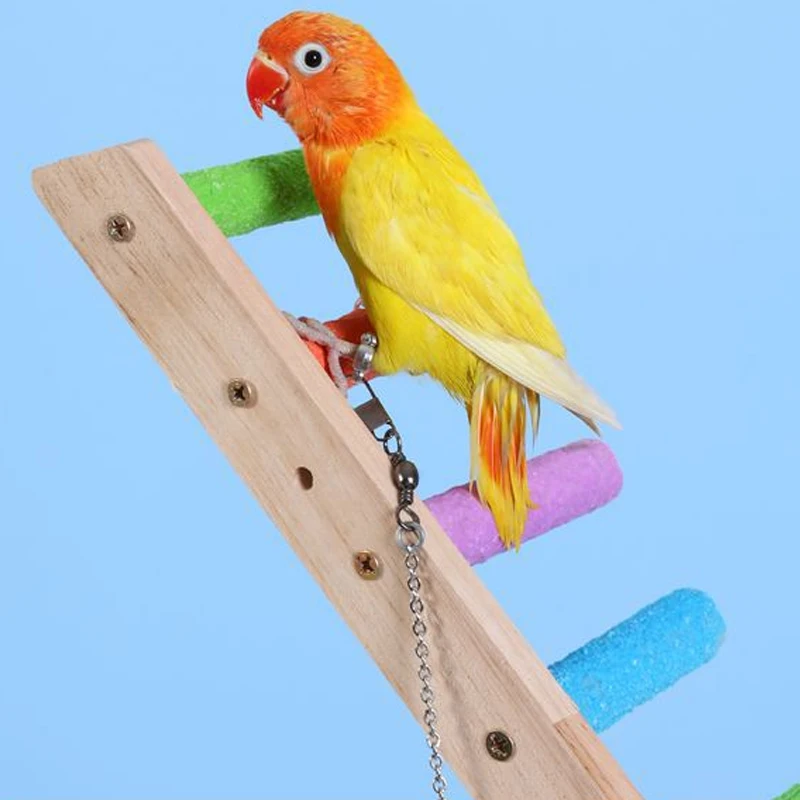 4/6/8 Step Bird Climbing Ladder Parrot Toy Ladder Bird Interaction Fun Climbing Toys Wooden Exercise Rack thumbnail 6