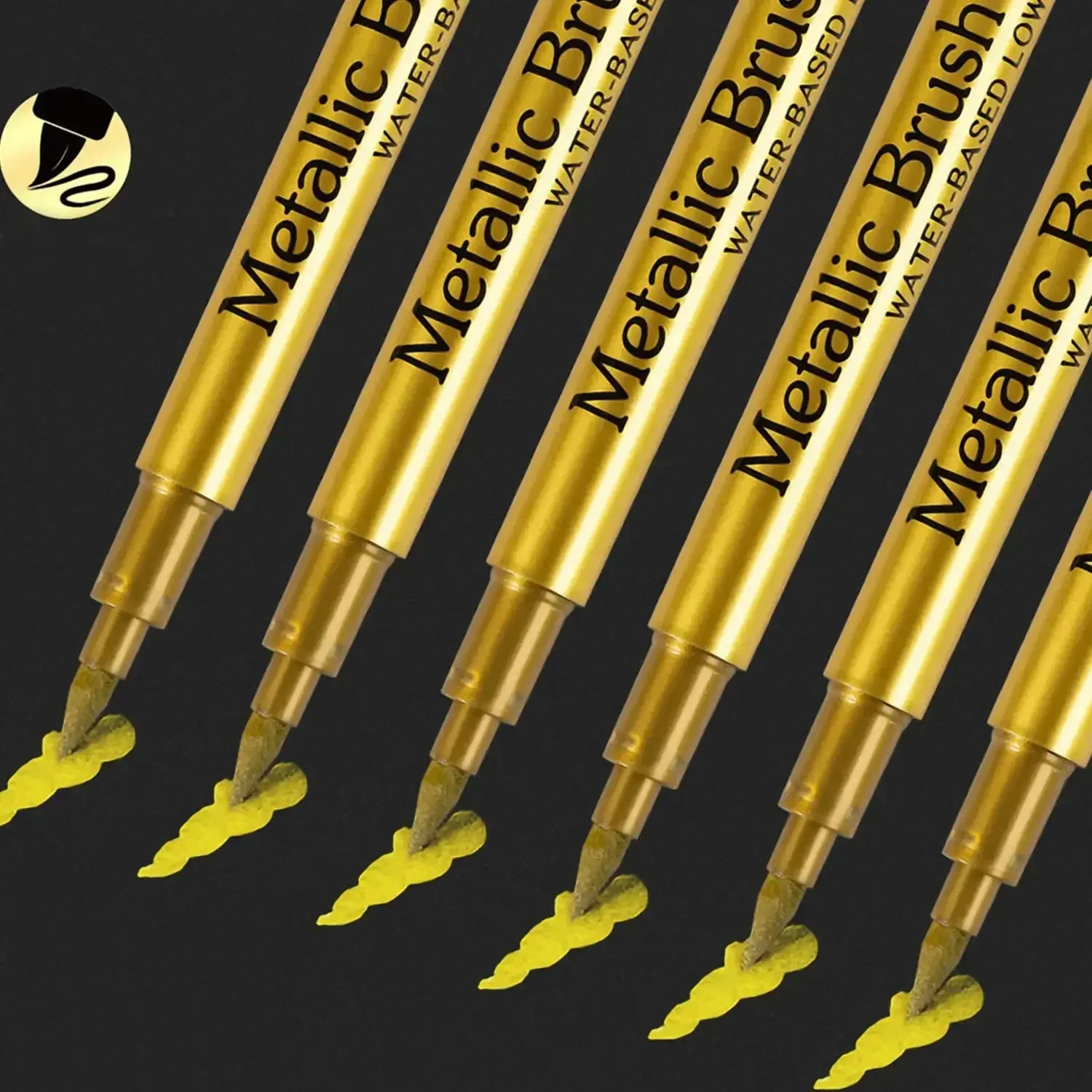 6Pcs Brush Metallic Paint Marker Pens Gold Silver Color Permanent Art Marker For Manga Crafts Scrapbooking Stationery Supplies thumbnail 6