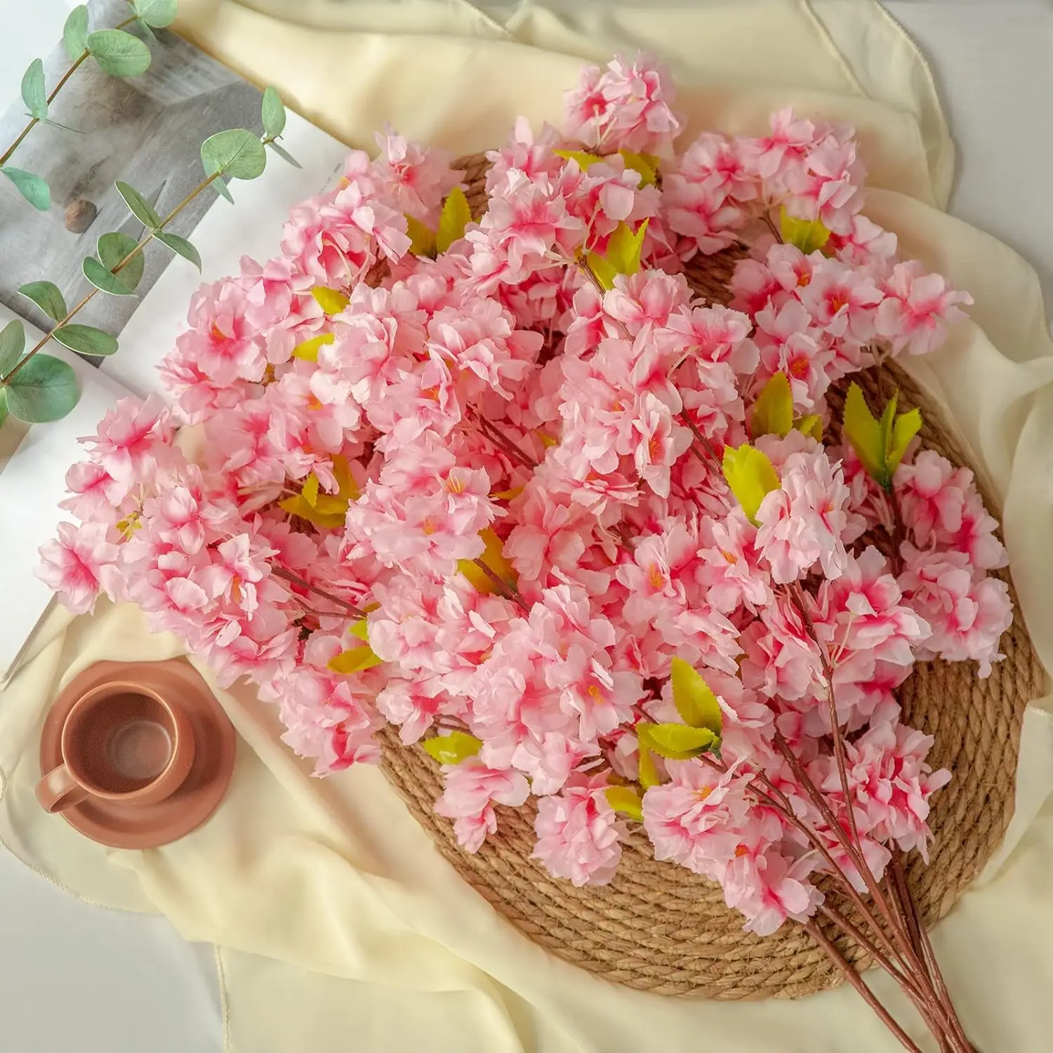 Sakura Artificial Flowers Bouquet for Garden Party Wedding Marriage Decoration Home Room Decor Fake Flowers Table Vase Ornament thumbnail 5