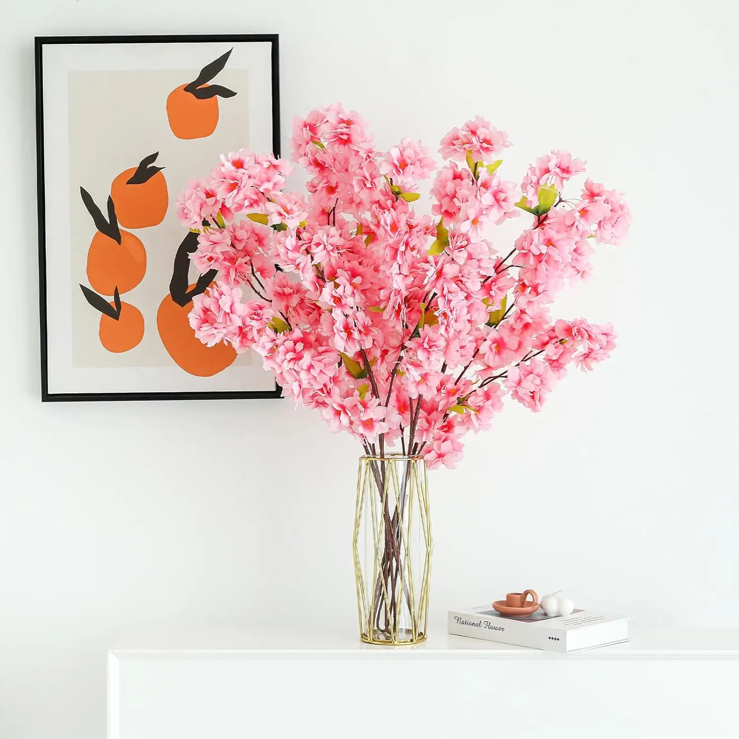 Sakura Artificial Flowers Bouquet for Garden Party Wedding Marriage Decoration Home Room Decor Fake Flowers Table Vase Ornament thumbnail 2