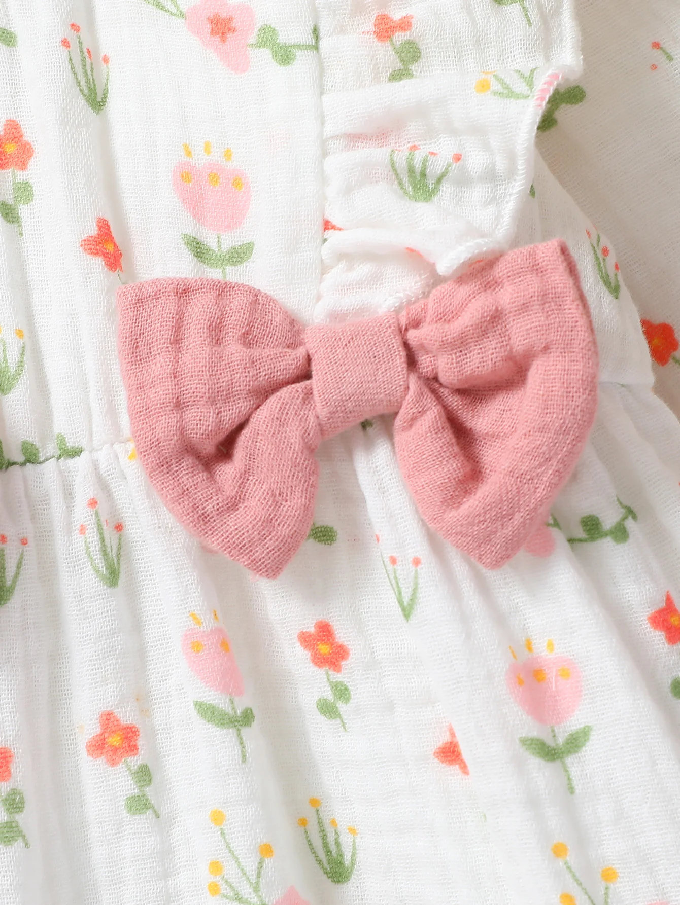 Baby Girl's All Seasons Long Sleeve Print Floral With Bow Daily Jumpsuit For Newborn-6M Clothes +Headband thumbnail 3