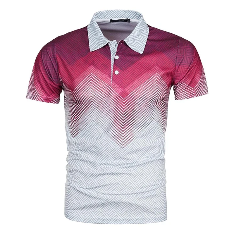Casual Fashion Polo Shirt Men's Clothing Lapel Short Sleeves T-shirt 3D Printed Dot Stripe Square Fitness Outdoor Loose T Shirts thumbnail 2