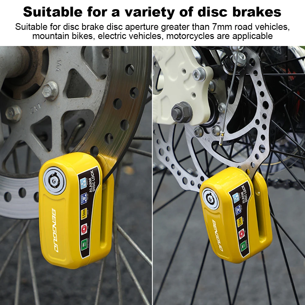 Motorcycle Bicycle Lock Alarm Protection Padlock Waterproof Brakelock with Keys Safety Anti-Theft Scooter Wheel Disc Brake Lock thumbnail 4
