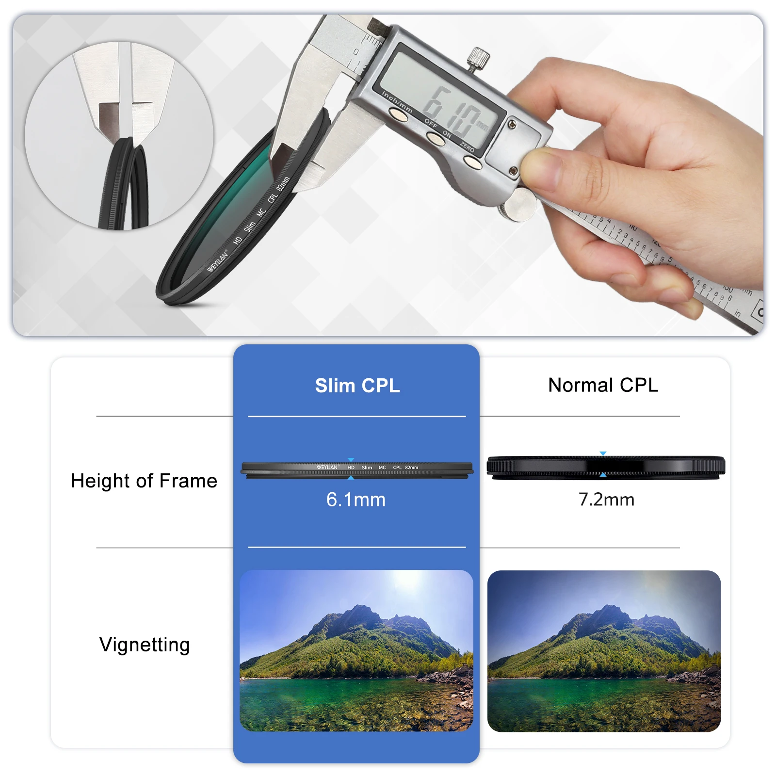 WEYLLAN Circular Polarizing CPL Filter 40.5 43 46 49 52 55 58 62 67 72 77 82mm for Nikon Canon Sony Fujifim Olympus Camera Lens thumbnail 4