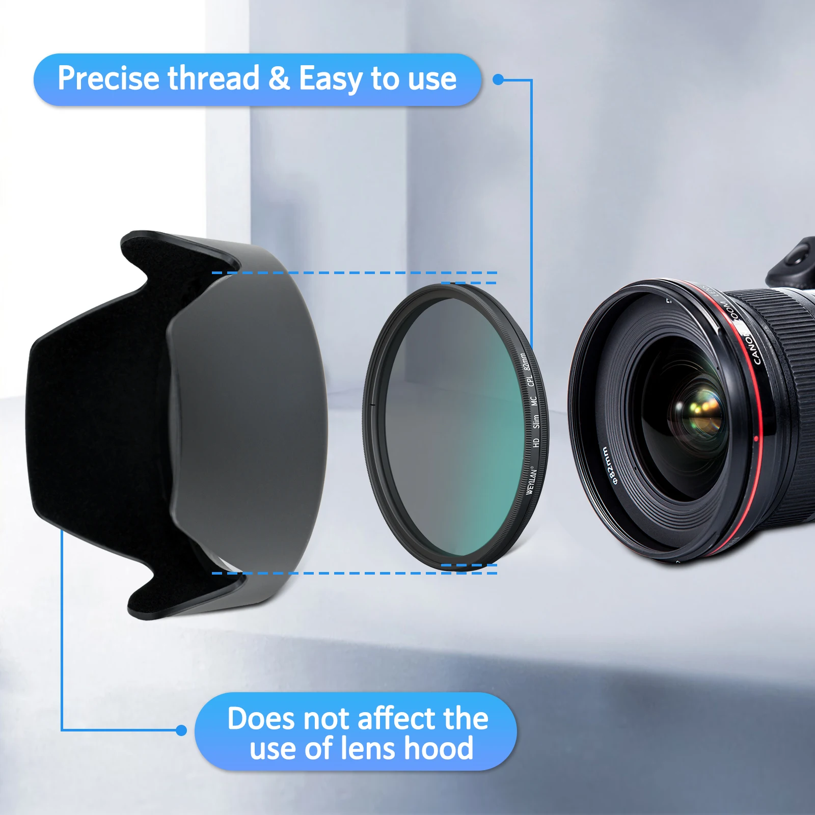 WEYLLAN Circular Polarizing CPL Filter 40.5 43 46 49 52 55 58 62 67 72 77 82mm for Nikon Canon Sony Fujifim Olympus Camera Lens thumbnail 6