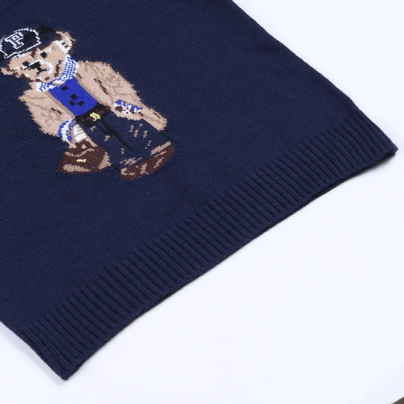 Crochet Bear Knit Sweater Pullover Women Jacquard Knitwear 2024 Autumn Winter RL Tops Coat Luxury Designer Brand Lauren Clothing thumbnail 6