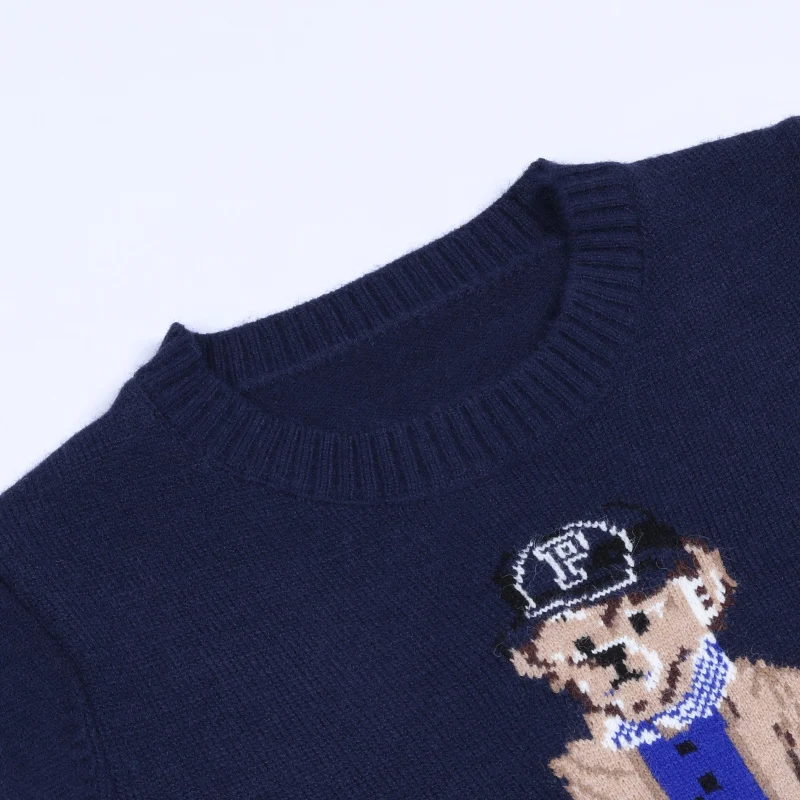 Crochet Bear Knit Sweater Pullover Women Jacquard Knitwear 2024 Autumn Winter RL Tops Coat Luxury Designer Brand Lauren Clothing thumbnail 5