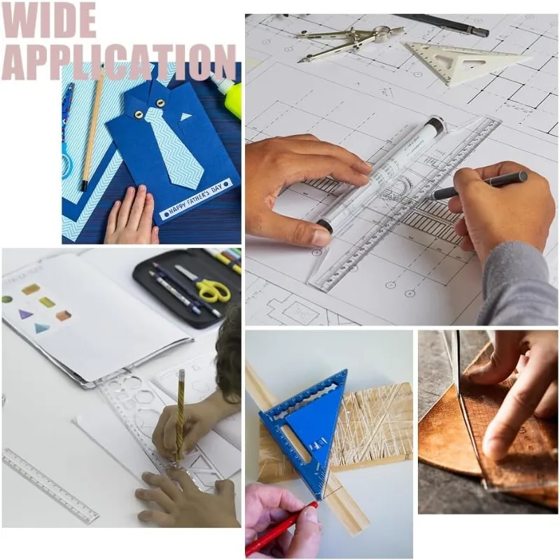 2pcs 9 in 1 Heart Inlay Template Router Stencils Template Acrylic Templates Drawing Scale Ruler Drawing Tool Measuring Tool thumbnail 6