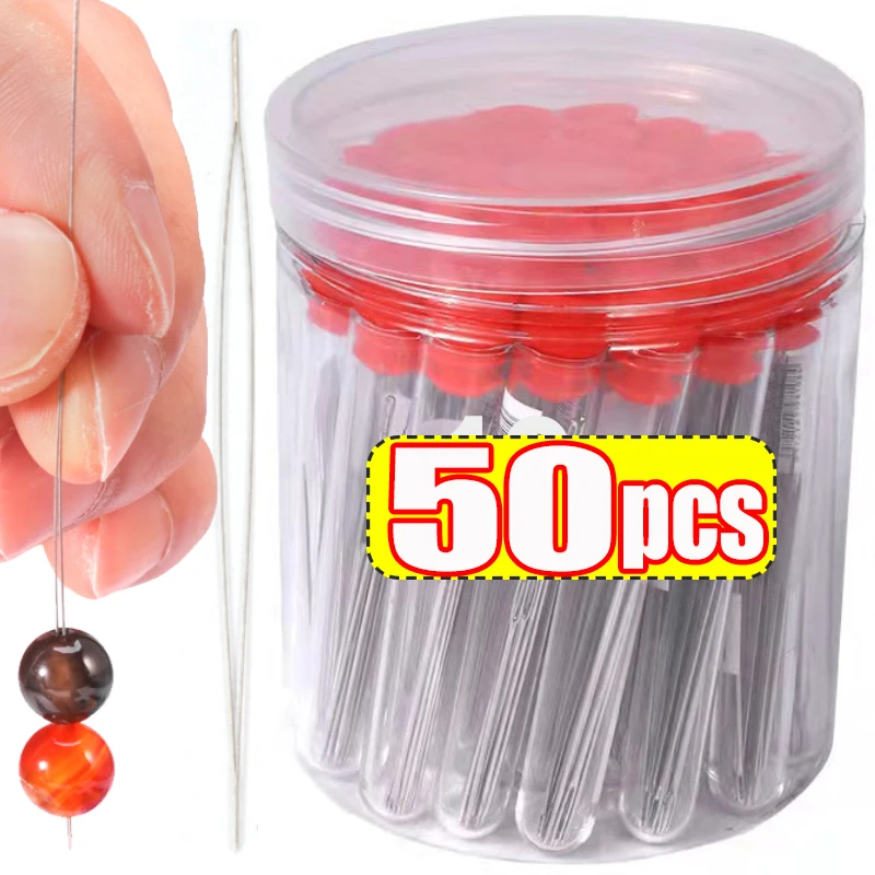 5/50PCS Beading Needles Seed Beads Needles Big Eye DIY Beaded Collapsible Beading Pins Open Needles for Jewelry Making Tools thumbnail 2